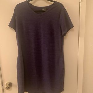 Dark Blue T-Shirt Dress With Pockets
